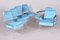 Butacas y sillas Bauhaus tubulares en azul, años 40. Juego de 6, Imagen 14