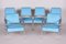 Bauhaus Blue Tubular Armchairs and Chairs, 1940s, Set of 6 1