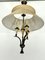 Lámpara de araña Mid-Century de latón con pantalla de tela, años 50, Imagen 8