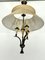 Mid-Century Brass Chandelier with Fabric Lampshade, 1950s 8