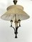 Mid-Century Messing Kronleuchter mit Stoff Lampenschirm, 1950er 2