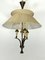 Mid-Century Brass Chandelier with Fabric Lampshade, 1950s, Image 9