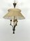 Mid-Century Brass Chandelier with Fabric Lampshade, 1950s, Image 12