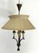 Mid-Century Brass Chandelier with Fabric Lampshade, 1950s 3