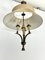 Mid-Century Brass Chandelier with Fabric Lampshade, 1950s, Image 7