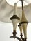 Mid-Century Brass Chandelier with Fabric Lampshade, 1950s, Image 5