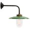 Vintage Industrial Brass and Glass Wall Light in Green Enamel 5