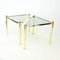 Triangle Brass Side Tables with Glass, Former Czechoslovakia, 1970s, Set of 2 1