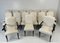 Italian Art Deco Style Cream Velvet and Black Lacquered Chairs, 1980s, Set of 16 2