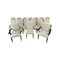 Italian Art Deco Style Cream Velvet and Black Lacquered Chairs, 1980s, Set of 16 1