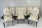 Italian Art Deco Style Cream Velvet and Black Lacquered Chairs, 1980s, Set of 16 3