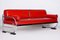 Bauhaus Red Chrome-Plated Tubular Steel Sofa attributed to Robert Slezák, 1930s 4