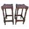 Mid-Century Spanish Stools with Leather and Wood, Set of 2, Image 1