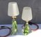 Green Crystal Lamps by Val St Lambert, Set of 2 1