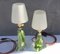 Lampes en Cristal Vert par Val St Lambert, Set de 2 1