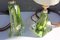 Green Crystal Lamps by Val St Lambert, Set of 2 4