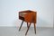 Toeletta completamente rinnovata in teak e comodini con ripiano in vetro decorato, Danimarca, anni '60, set di 3, Immagine 8