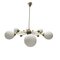 Italian Opaline Glass and Brass Sputnik Chandelier, 1960s, Image 1