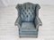 Vintage Danish Wingback Armchair in Light Blue Velour, 1950s 14