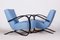 Art Deco Model H-269 Lounge Chairs in Beech and Blue Upholstery attributed to Jindřich Halabala for Up Závody, Former Czechoslovakia, 1930s, Set of 2, Image 14