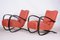 Art Deco Model H-269 Lounge Chairs in Beech and Red Upholstery attributed to Jindřich Halabala for Up Závody, Former Czechoslovakia, 1930s, Set of 2 9
