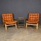 20th Century Danish Curved Beech and Tan Leather Chairs from Farstrup Møbler, 1970s, Set of 2 3