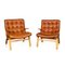 20th Century Danish Curved Beech and Tan Leather Chairs from Farstrup Møbler, 1970s, Set of 2 1