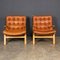 20th Century Danish Curved Beech and Tan Leather Chairs from Farstrup Møbler, 1970s, Set of 2 2