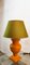 Gold Yellow Ceramic Table Lamp with Green Lampshade, Image 9