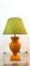 Goldgelbe Tischlampe aus Keramik mit grünem Lampenschirm 12