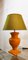 Gold Yellow Ceramic Table Lamp with Green Lampshade, Image 2