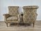 Vintage Italian Floral Armchairs with Wooden Feet and Padded Pillow, 1970, Set of 2 4