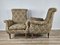 Vintage Italian Floral Armchairs with Wooden Feet and Padded Pillow, 1970, Set of 2 5