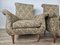Vintage Italian Floral Armchairs with Wooden Feet and Padded Pillow, 1970, Set of 2 9