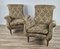 Vintage Italian Floral Armchairs with Wooden Feet and Padded Pillow, 1970, Set of 2 2