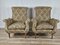 Vintage Italian Floral Armchairs with Wooden Feet and Padded Pillow, 1970, Set of 2 1