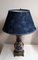 Antique Table Lamp with Beige-Blue Ceramic Foot, 1890s 2