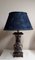 Antique Table Lamp with Beige-Blue Ceramic Foot, 1890s 1