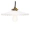 French White Opaline Milk Glass and Brass Pendant Lamp 2