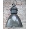 Large Vintage Industrial Gray Enamel and Glass Pendant Lamp, Image 4