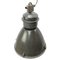 Large Vintage Industrial Gray Enamel and Glass Pendant Lamp, Image 2