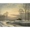 Roger Charles Desoutter, River Landscape in Winter with Caravans, 1981, Oil on Canvas 4