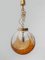 Lámpara colgante Doria en forma de globo de vidrio transparente y ámbar, 1970, Imagen 3