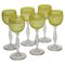 Thistle Engraving Green Wine Glasses, France, 1910s, Set of 6 1