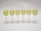 Thistle Engraving Green Wine Glasses, France, 1910s, Set of 6 10