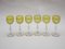 Thistle Engraving Green Wine Glasses, France, 1910s, Set of 6 11