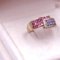 Vintage 9k Yellow Gold Ring with Pink and Lilac Sapphires, 1980s, Image 3