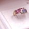 Vintage Ring aus 9 Karat Gelbgold mit rosa & lila Saphiren, 1980er 3