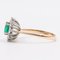 Vintage 18k Two-Tone Gold Daisy Ring with Emerald and Diamonds, 1960s, Image 5