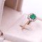 Vintage 18k Two-Tone Gold Daisy Ring with Emerald and Diamonds, 1960s 3